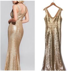dress the population raven sequin gown